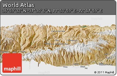 Satellite Panoramic Map of the Area around 37° 14' 49" N, 72° 19' 29" E