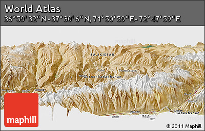 Satellite Panoramic Map of the Area around 37° 14' 49" N, 72° 19' 29" E