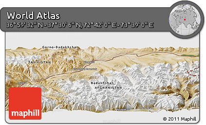 Satellite Panoramic Map of the Area around 37° 14' 49" N, 73° 10' 30" E