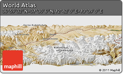 Satellite Panoramic Map of the Area around 37° 14' 49" N, 73° 10' 30" E