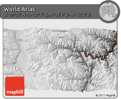 Physical 3D Map of the Area around 37° 14' 49" N, 75° 43' 29" E
