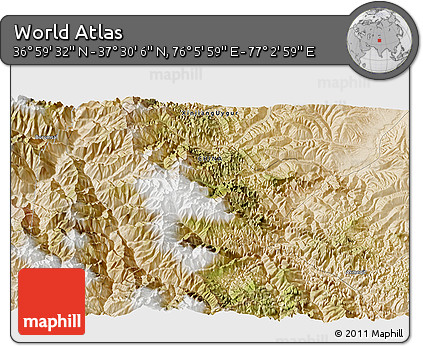 Satellite 3D Map of the Area around 37° 14' 49" N, 76° 34' 29" E