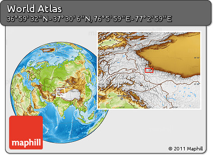 Physical Location Map of the Area around 37° 14' 49" N, 76° 34' 29" E