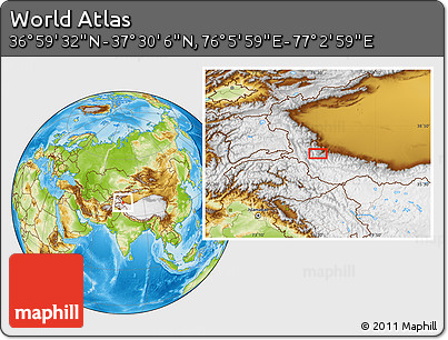 Physical Location Map of the Area around 37° 14' 49" N, 76° 34' 29" E