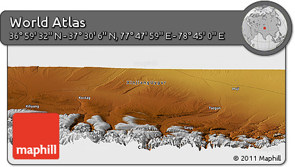 Physical Panoramic Map of the Area around 37° 14' 49" N, 78° 16' 30" E