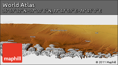 Physical Panoramic Map of the Area around 37° 14' 49" N, 78° 16' 30" E