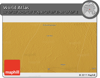 Physical 3D Map of the Area around 37° 14' 49" N, 80° 49' 29" E