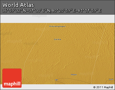 Physical 3D Map of the Area around 37° 14' 49" N, 80° 49' 29" E
