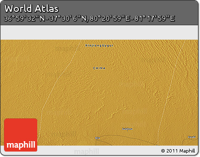 Physical 3D Map of the Area around 37° 14' 49" N, 80° 49' 29" E