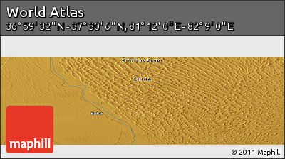 Physical Panoramic Map of the Area around 37° 14' 49" N, 81° 40' 30" E