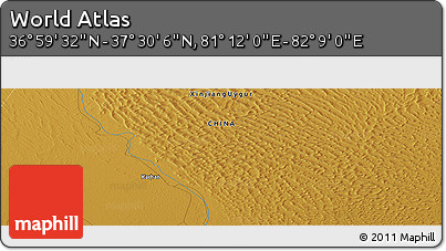 Physical Panoramic Map of the Area around 37° 14' 49" N, 81° 40' 30" E