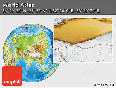 Physical Location Map of the Area around 37° 14' 49" N, 83° 22' 30" E