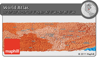 Political Panoramic Map of the Area around 37° 14' 49" N, 83° 13' 29" W