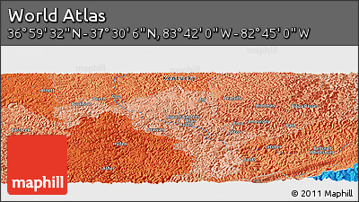 Political Panoramic Map of the Area around 37° 14' 49" N, 83° 13' 29" W
