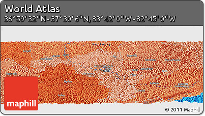 Political Panoramic Map of the Area around 37° 14' 49" N, 83° 13' 29" W