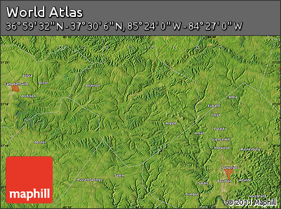 Satellite Map of the Area around 37° 14' 49" N, 84° 55' 30" W