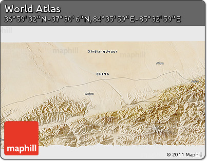Satellite 3D Map of the Area around 37° 14' 49" N, 85° 4' 29" E
