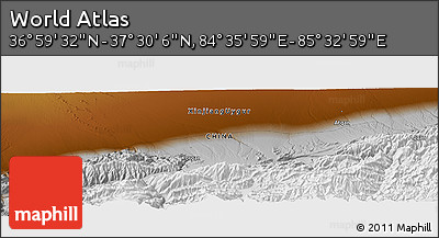 Physical Panoramic Map of the Area around 37° 14' 49" N, 85° 4' 29" E