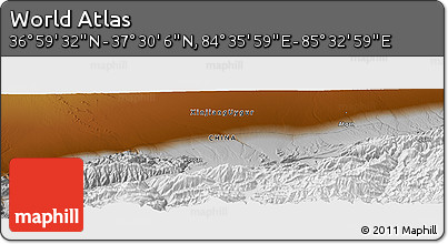 Physical Panoramic Map of the Area around 37° 14' 49" N, 85° 4' 29" E