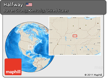 Shaded Relief Location Map of Halfway