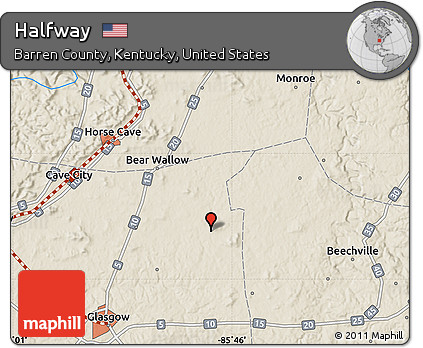 Shaded Relief Map of Halfway