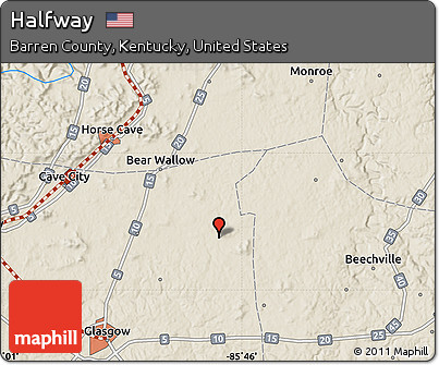 Shaded Relief Map of Halfway