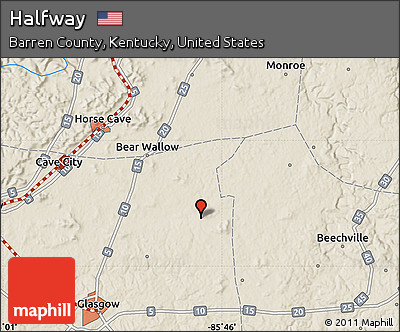 Shaded Relief Map of Halfway