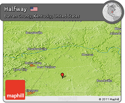 Physical Panoramic Map of Halfway