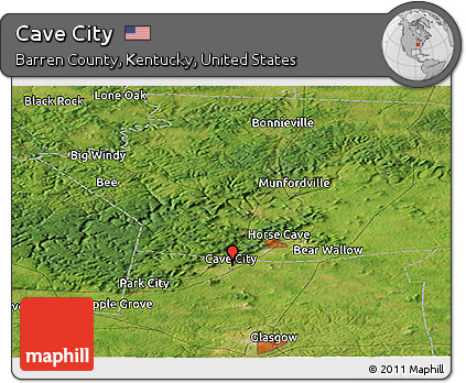 Satellite Panoramic Map of Cave City
