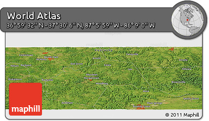 Satellite Panoramic Map of the Area around 37° 14' 49" N, 86° 37' 30" W
