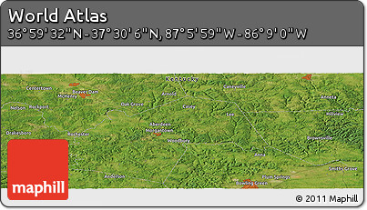 Satellite Panoramic Map of the Area around 37° 14' 49" N, 86° 37' 30" W