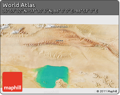 Satellite 3D Map of the Area around 37° 14' 49" N, 88° 28' 29" E