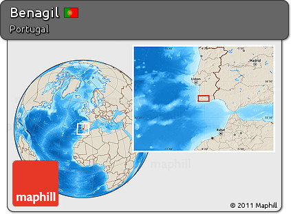 Shaded Relief Location Map of Benagil