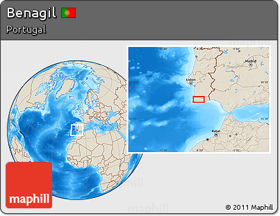 Shaded Relief Location Map of Benagil