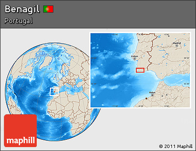 Shaded Relief Location Map of Benagil