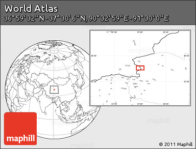 Blank Location Map of the Area around 37° 14' 49" N, 91° 1' 30" E