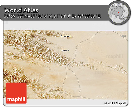 Satellite 3D Map of the Area around 37° 14' 49" N, 91° 52' 30" E