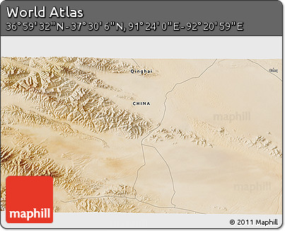 Satellite 3D Map of the Area around 37° 14' 49" N, 91° 52' 30" E