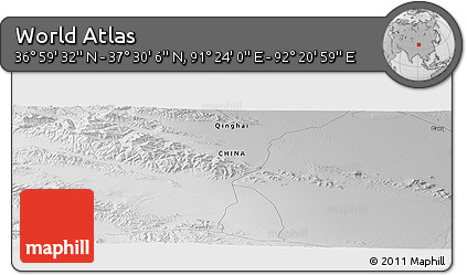 Physical Panoramic Map of the Area around 37° 14' 49" N, 91° 52' 30" E