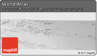 Physical Panoramic Map of the Area around 37° 14' 49" N, 91° 52' 30" E