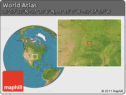 Satellite Location Map of the Area around 37° 14' 49" N, 94° 16' 30" W