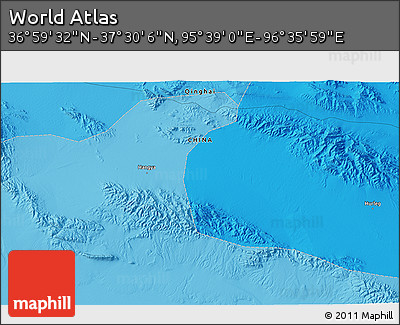 Political 3D Map of the Area around 37° 14' 49" N, 96° 7' 30" E