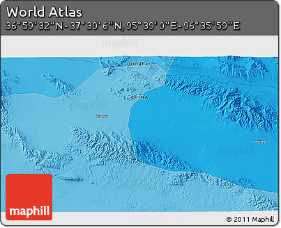 Political 3D Map of the Area around 37° 14' 49" N, 96° 7' 30" E