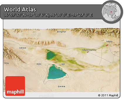 Satellite 3D Map of the Area around 37° 14' 49" N, 96° 58' 29" E