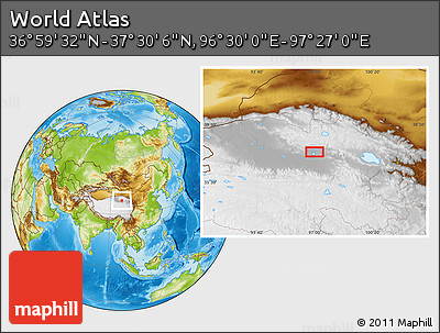 Physical Location Map of the Area around 37° 14' 49" N, 96° 58' 29" E