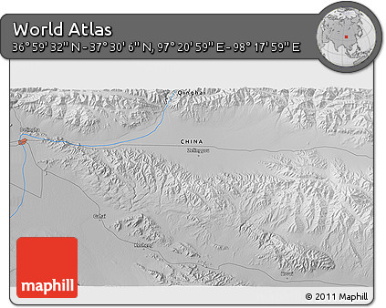Physical 3D Map of the Area around 37° 14' 49" N, 97° 49' 29" E
