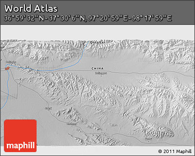 Physical 3D Map of the Area around 37° 14' 49" N, 97° 49' 29" E
