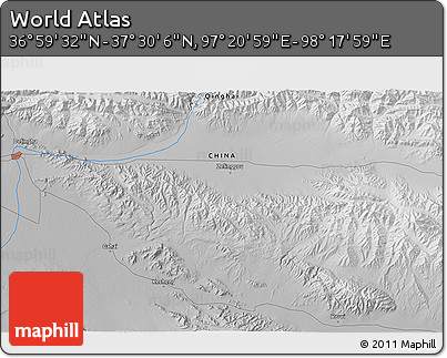 Physical 3D Map of the Area around 37° 14' 49" N, 97° 49' 29" E