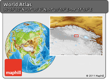 Physical Location Map of the Area around 37° 14' 49" N, 97° 49' 29" E