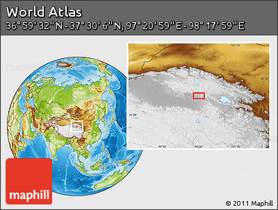 Physical Location Map of the Area around 37° 14' 49" N, 97° 49' 29" E
